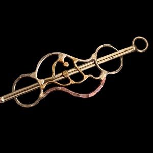 Artisan Gold Tone Abstract Bar Brooch